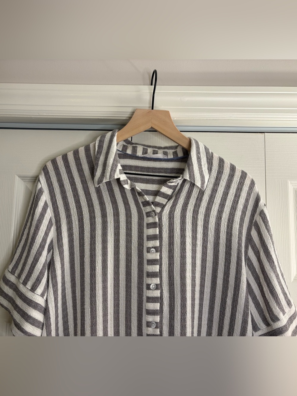 Women’s Jane and Delancey striped short sleeve button down shirt size XL - Picture 7 of 10